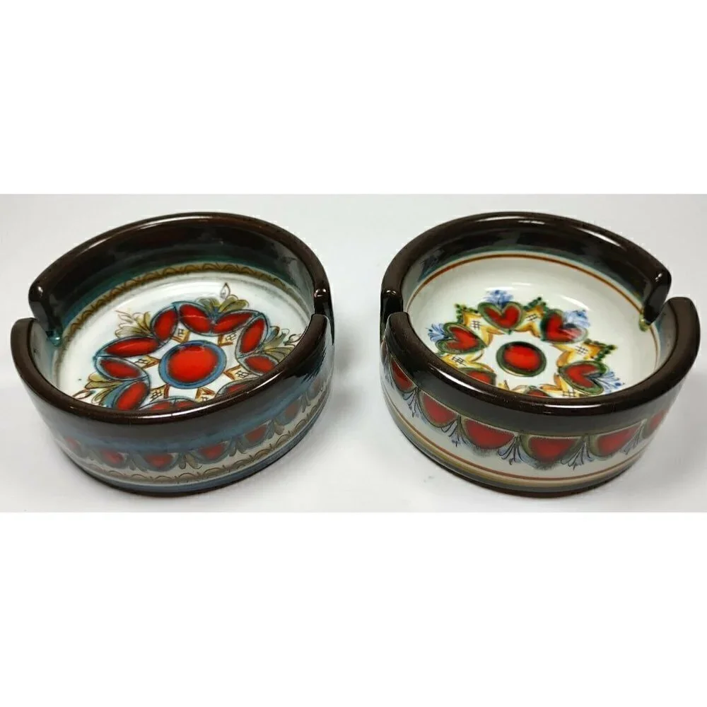 Gebrüder Haas Brothers Potters at Liechtenstein Ashtray Set Flower Heart Pottery